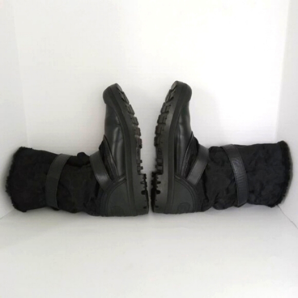 COACH Holiway Signature Snow Rain Boot in Black Canvas Women's Size 9.5 - Picture 8 of 14